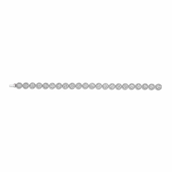 White Gold Diamond Tennis With Halo Bracelet - 1